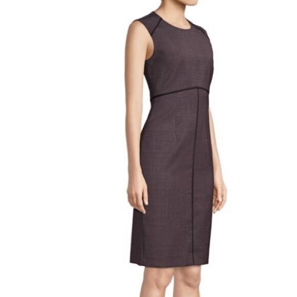 Hugo Boss Difana Purple Tweed Stretch Wool Dress Size 10 - Picture 3 of 10